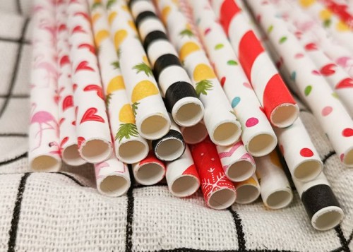 Customizable colors flexible eco-friendly disposable color flat mouth straight paper straws