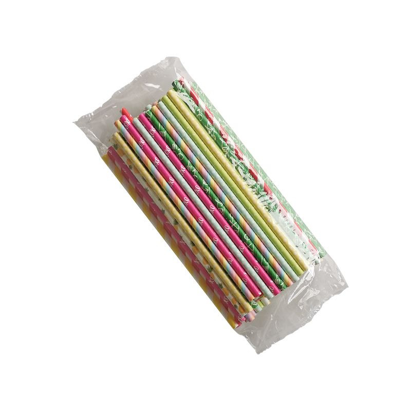 Customizable colors flexible eco-friendly disposable color flat mouth straight paper straws