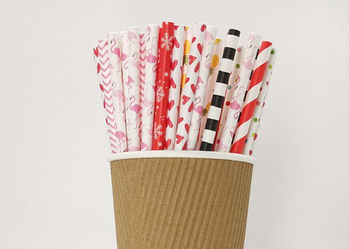 Customizable colors flexible eco-friendly disposable color flat mouth straight paper straws