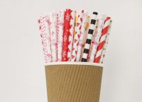 Customizable colors flexible eco-friendly disposable color flat mouth straight paper straws