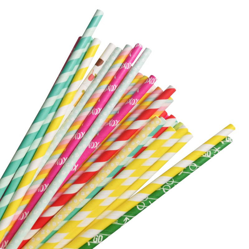 Customizable colors flexible eco-friendly disposable color flat mouth straight paper straws