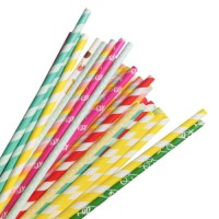 Customizable colors flexible eco-friendly disposable color flat mouth straight paper straws