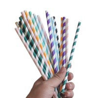 Customizable colors flexible eco-friendly disposable color flat mouth straight paper straws