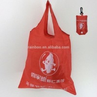 Logo printed polyester foldable reusable supermarket shopping bag for promotion