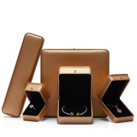 DIGU Wholesale Custom Luxury Leather fashion beige jewelry storage boxes ring pendant pearl necklace jewelry gift box