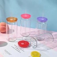 Popular 16Oz Plastic Cups For Beverage Drinks Unbreakable 16Oz Plastic Beer Cans For Milk Tea With Transparent Straw